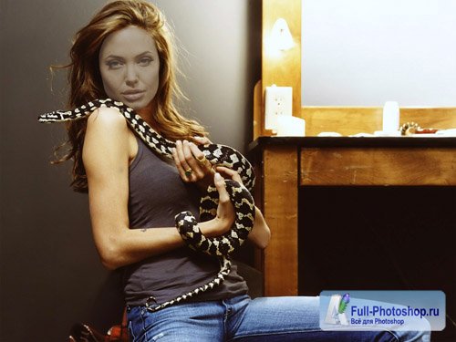 Template for a photoshop - the girl with a snake