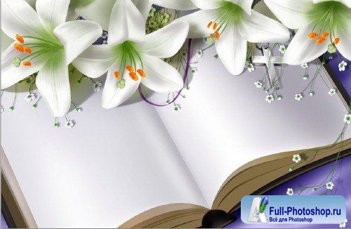 Books and lily psd