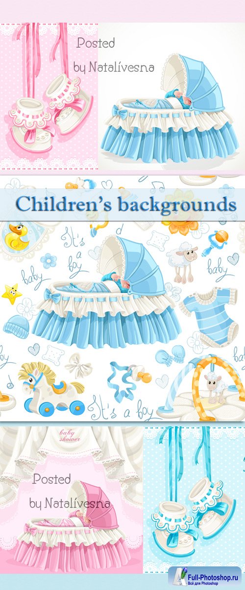     / Children's backgrounds with bootees - Stock photo 