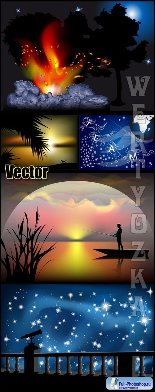    / Night landscape - vector clipart
