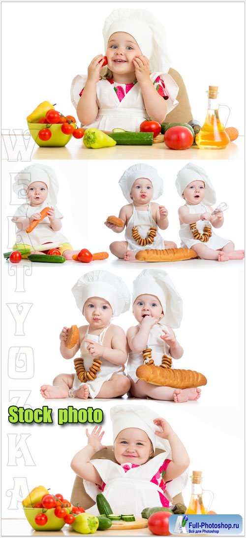     / Children and food - Raster clipart