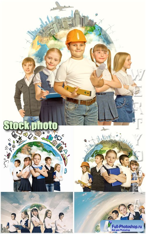     / Children and choice of profession - Raster clipart