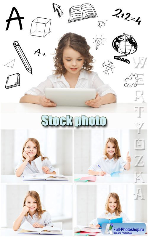    / Girl with the book - Raster clipart