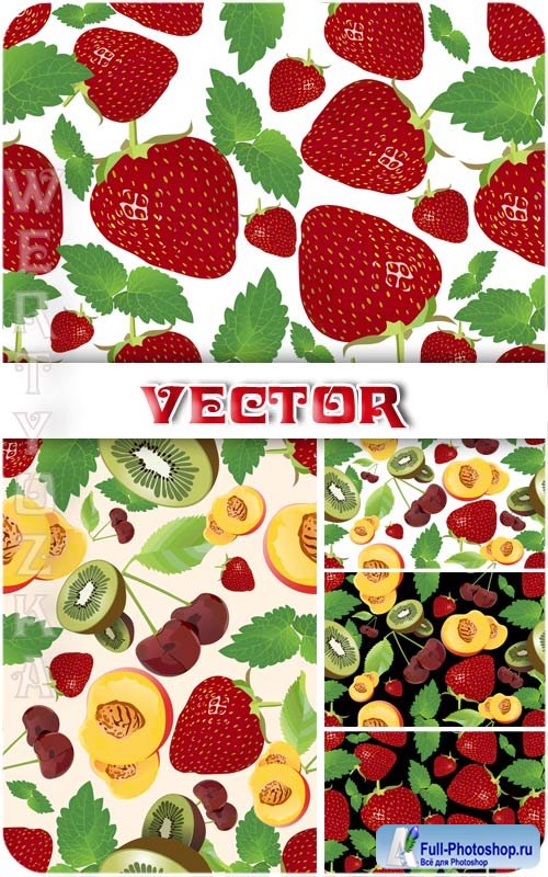      , , ,  / Vector background with fruits