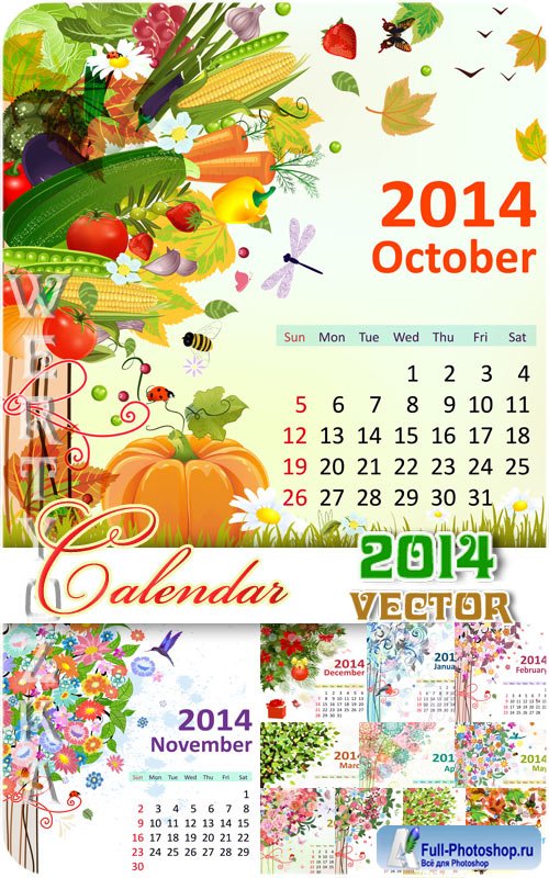   2014 / Calendar for 2014 - vector clipart