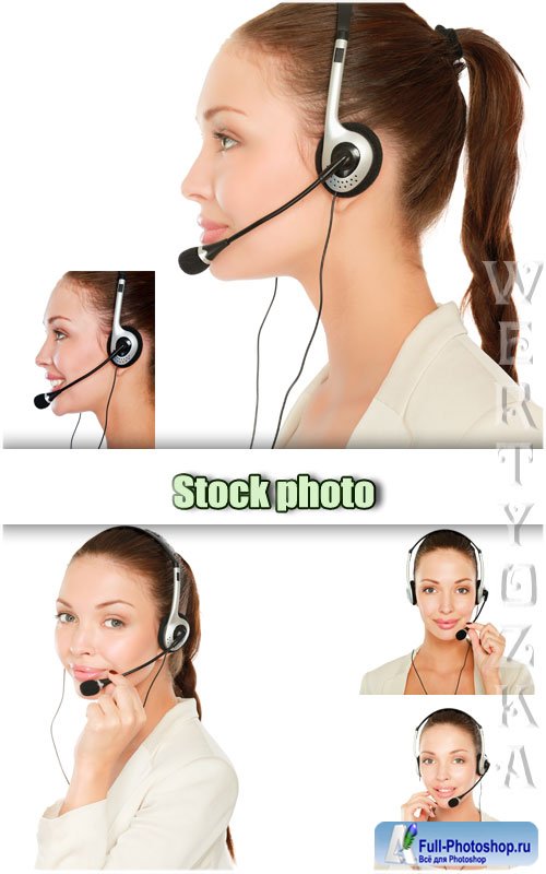   call- / Girl operator call-center - Raster clipart