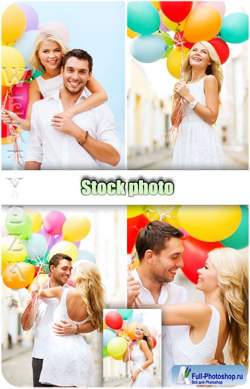     / Couple with balloons - Raster clipart