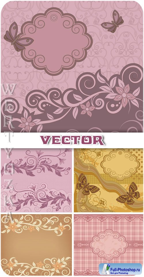        / Vintage vector background with flowers and ornaments