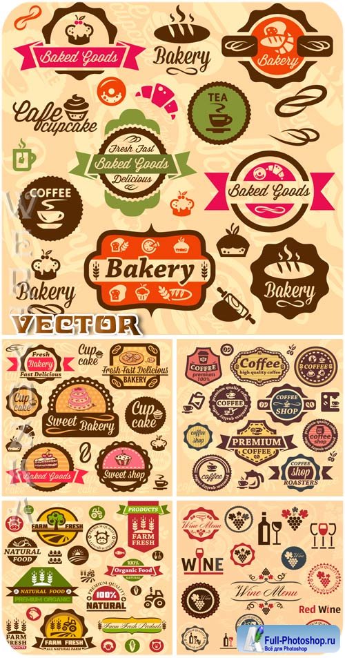    / Retro food labels - vector