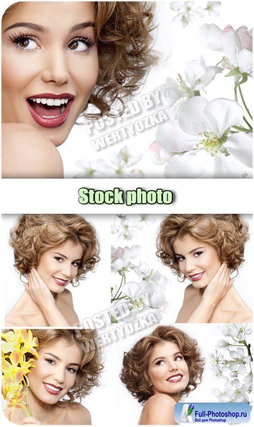     / Girl with spring flowers - stock photos