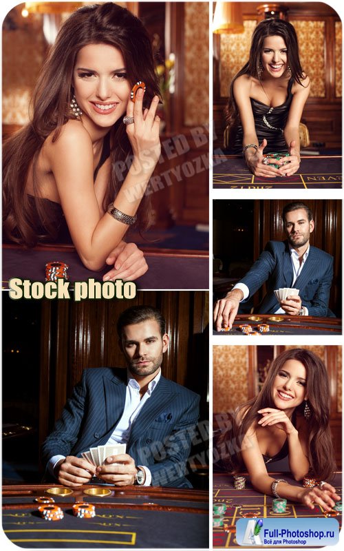 ,   ,   / Casino, a man and a woman, gambling - stock photos