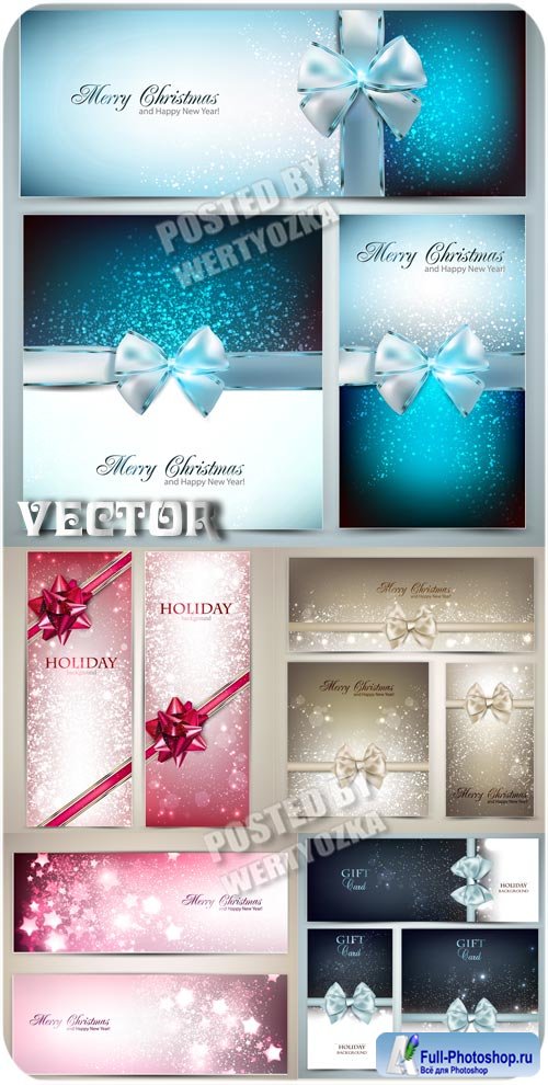     / Christmas card with ribbons - vector stock