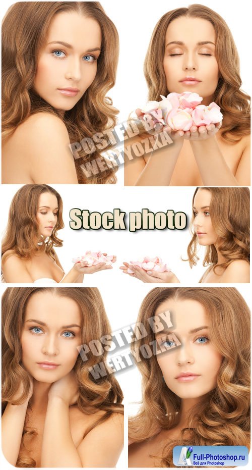     / Girl with flower petals - stock photos