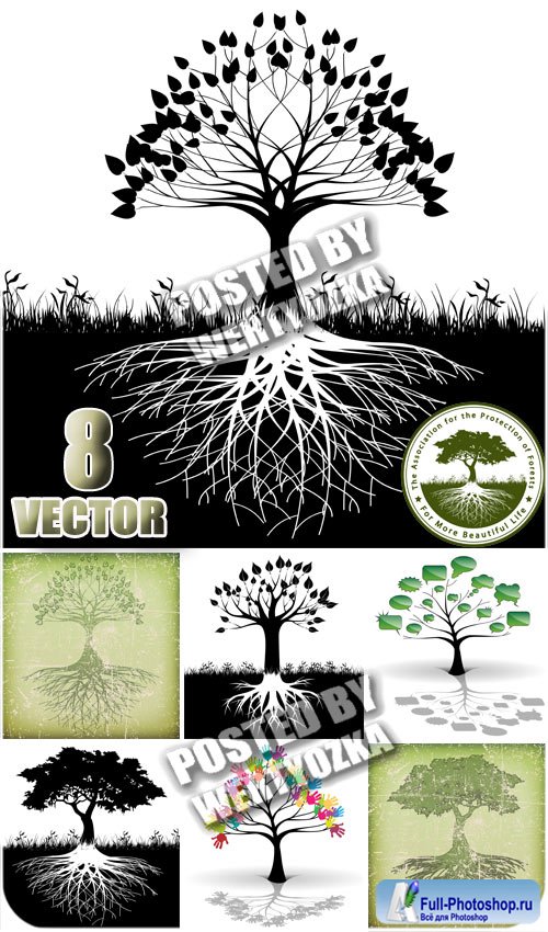   , ,  / Tree with roots - stock vector