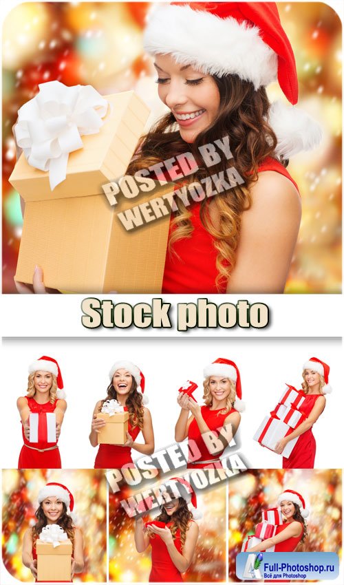     / Girls with christmas gifts - stock photos