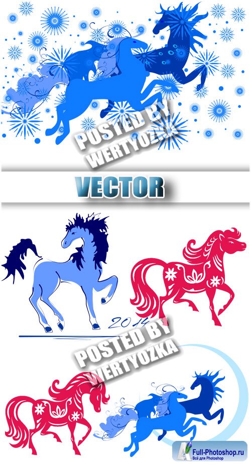  2014 / Horses 2014 - stock vector