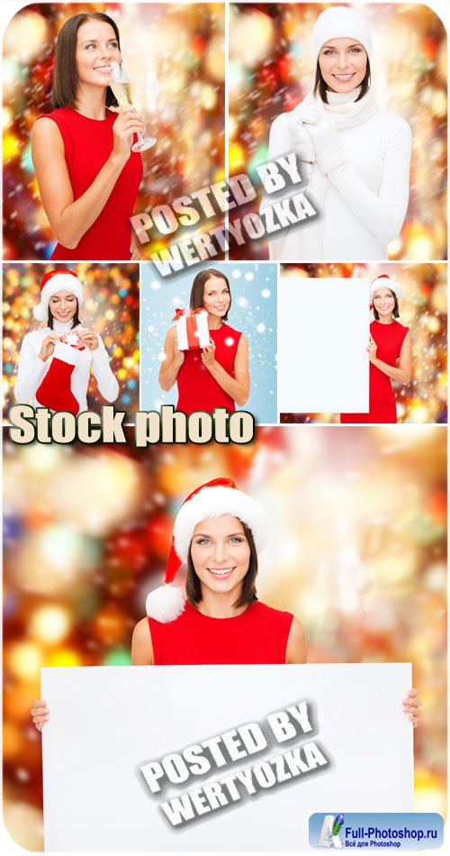     / Christmas girl with a poster - stock photos