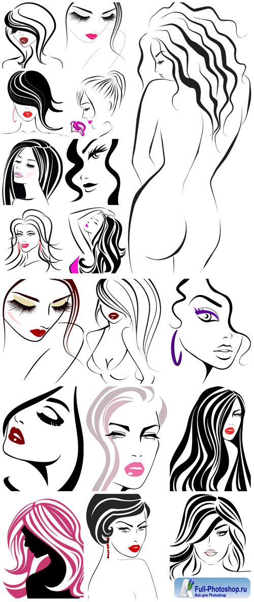,    / Girls, large vector collection