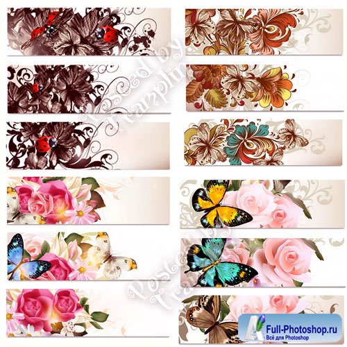     - Flower banners in a vector