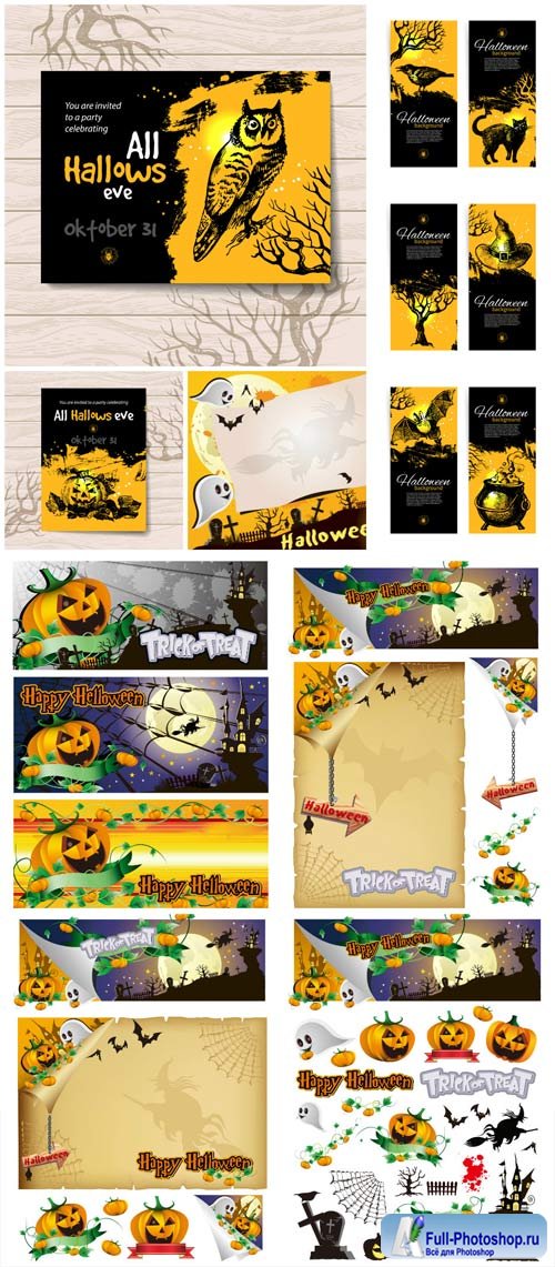 ,      / Halloween backgrounds and banners vector