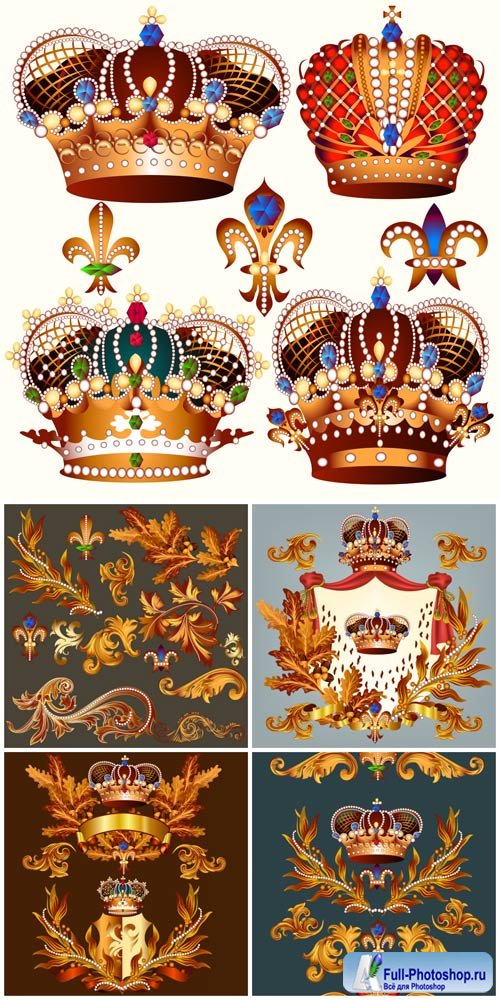 Crown vector, heraldry, decorative elements