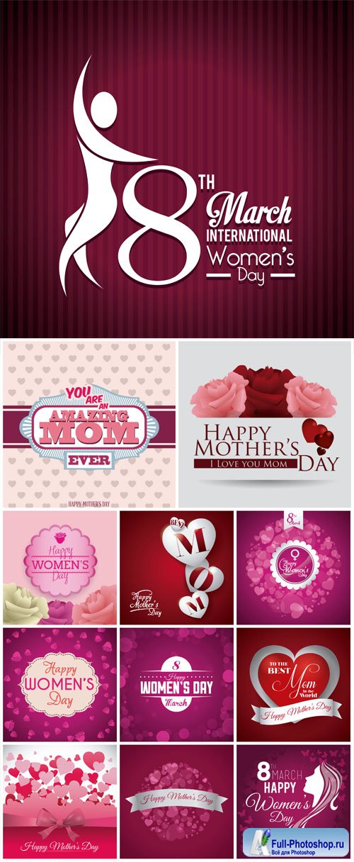 Women's Day on March 8, vector backgrounds