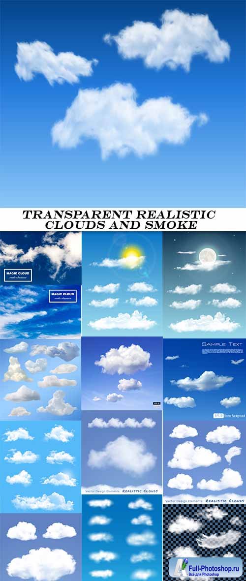 Transparent realistic clouds and smoke - vector collection