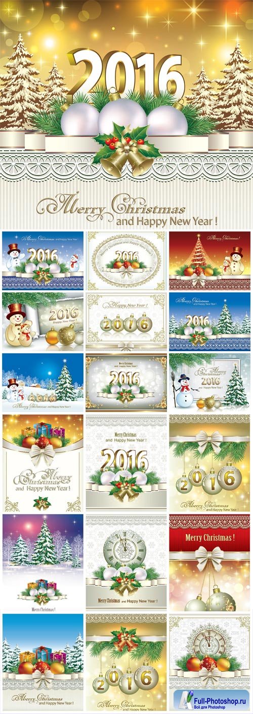 Christmas and new year, holidays vector backgrounds 2016