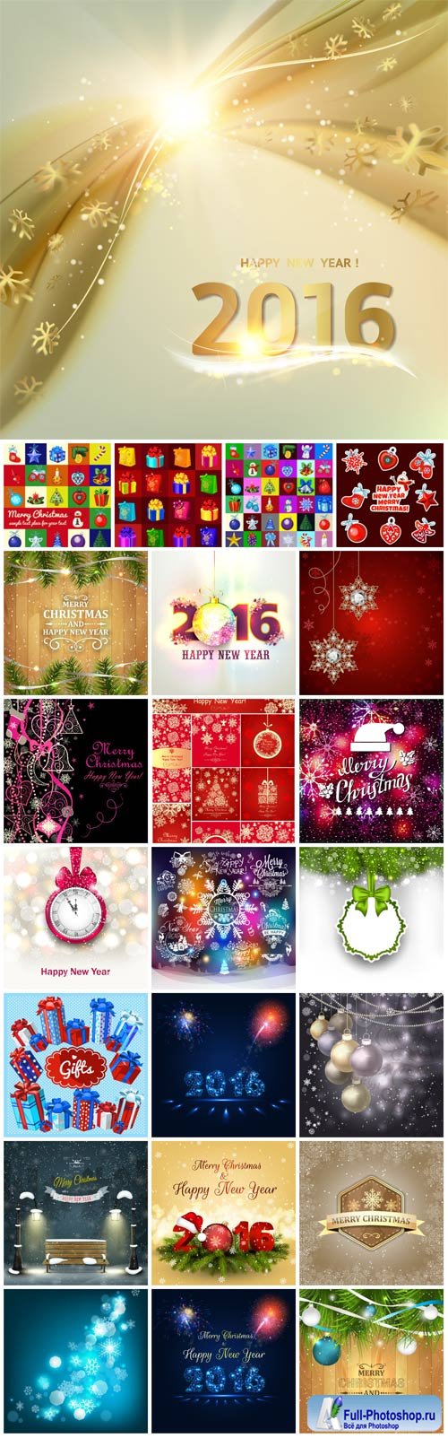 2016 Merry Christmas, New Year, holiday, backgrounds vector #2
