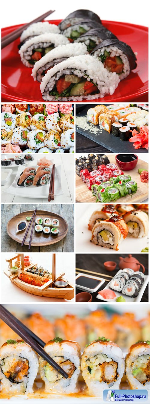 Sushi sets, oriental food - Stock photo