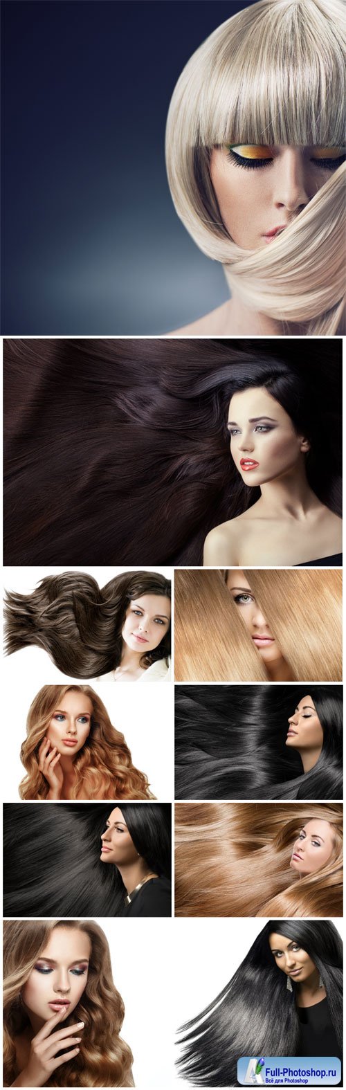 Girls with luxurious long hair - Stock photo