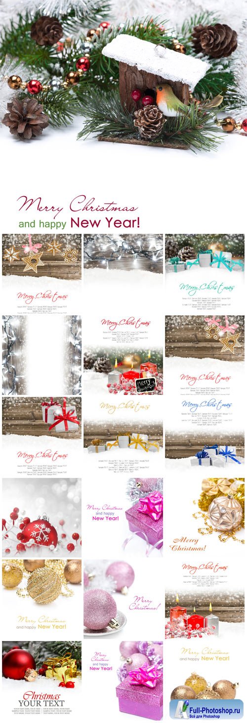 2016 Merry Christmas, new year, winter backgrounds - Stock photo