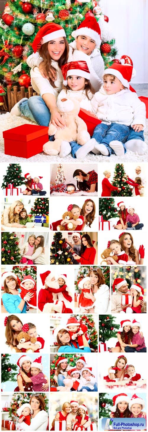 Happy family at Christmas - stock photos