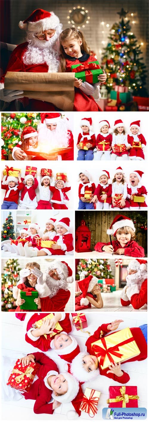Children and Santa Claus, Christmas - stock photos