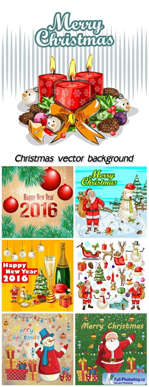 Vector Christmas, Santa Claus, snowman