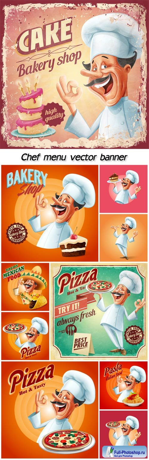 Chef menu vector banner