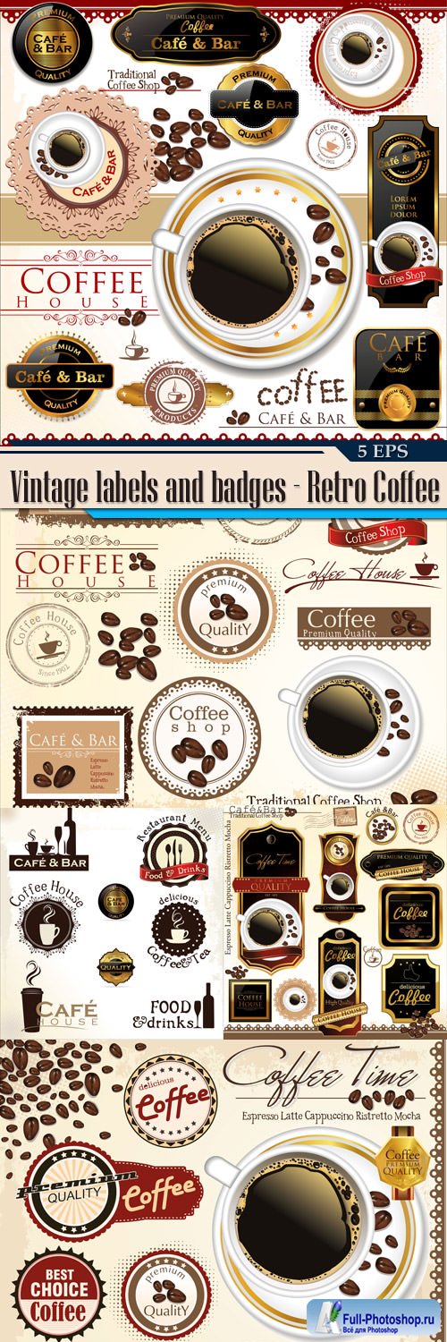 Vintage labels and badges - Retro Coffee