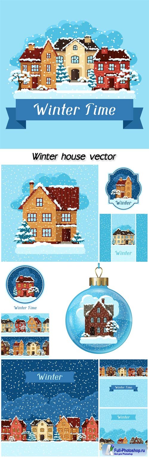 Winter house vector