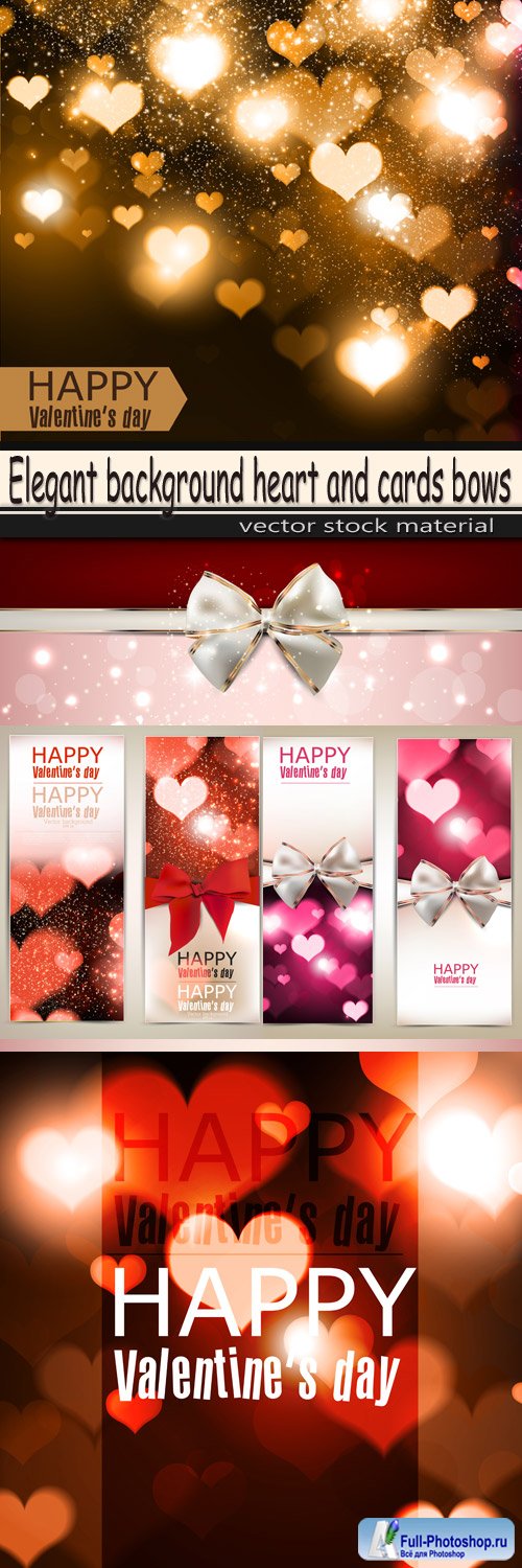 Elegant background heart and cards bows