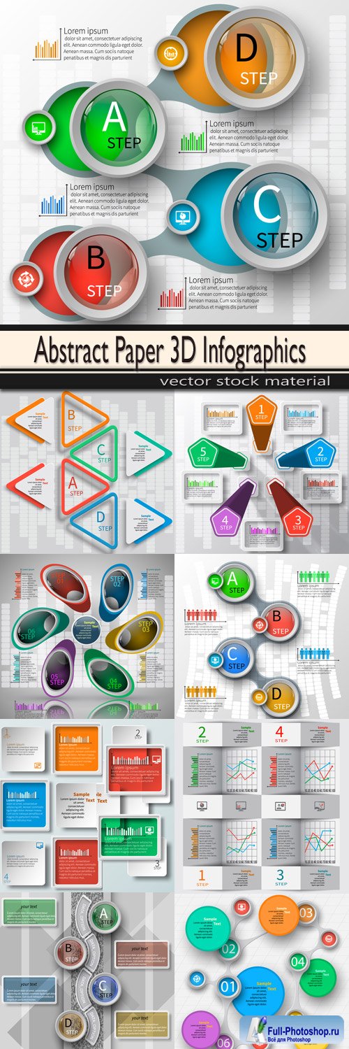 Abstract Paper 3D Infographics