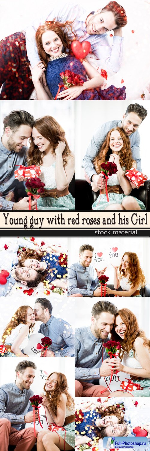 Young guy with red roses and his Girl
