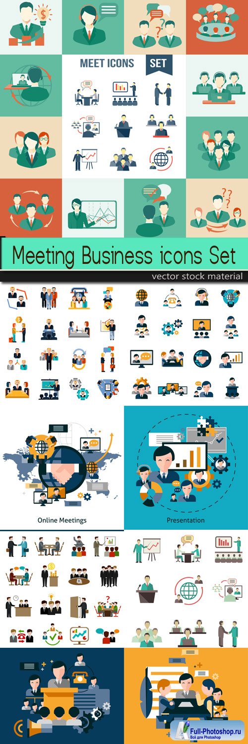 Meeting Business icons Set