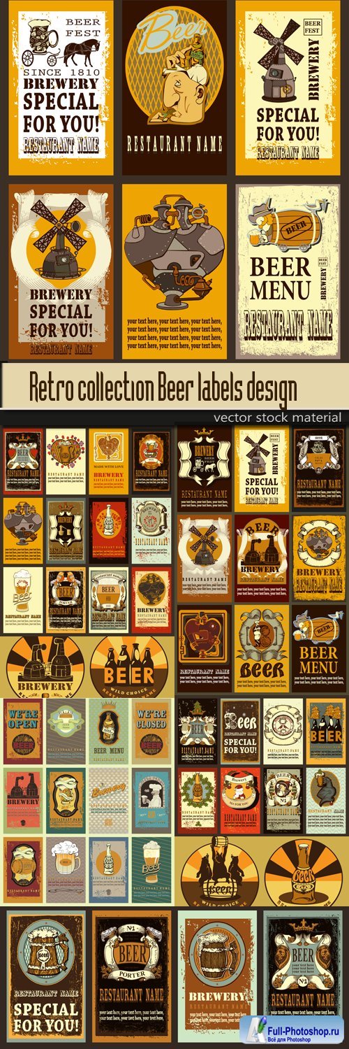 Retro collection Beer labels design