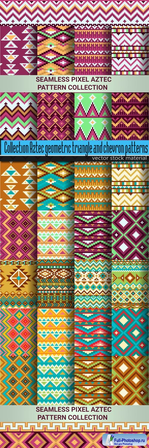 Collection Aztec geometric triangle and chevron patterns