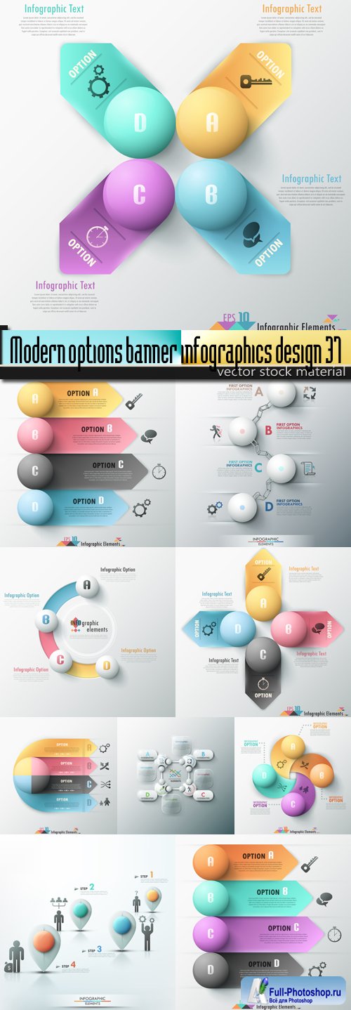 Modern options banner infographics design 37
