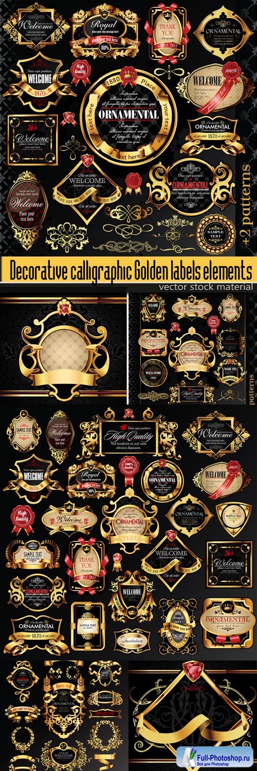 Decorative calligraphic Golden labels elements