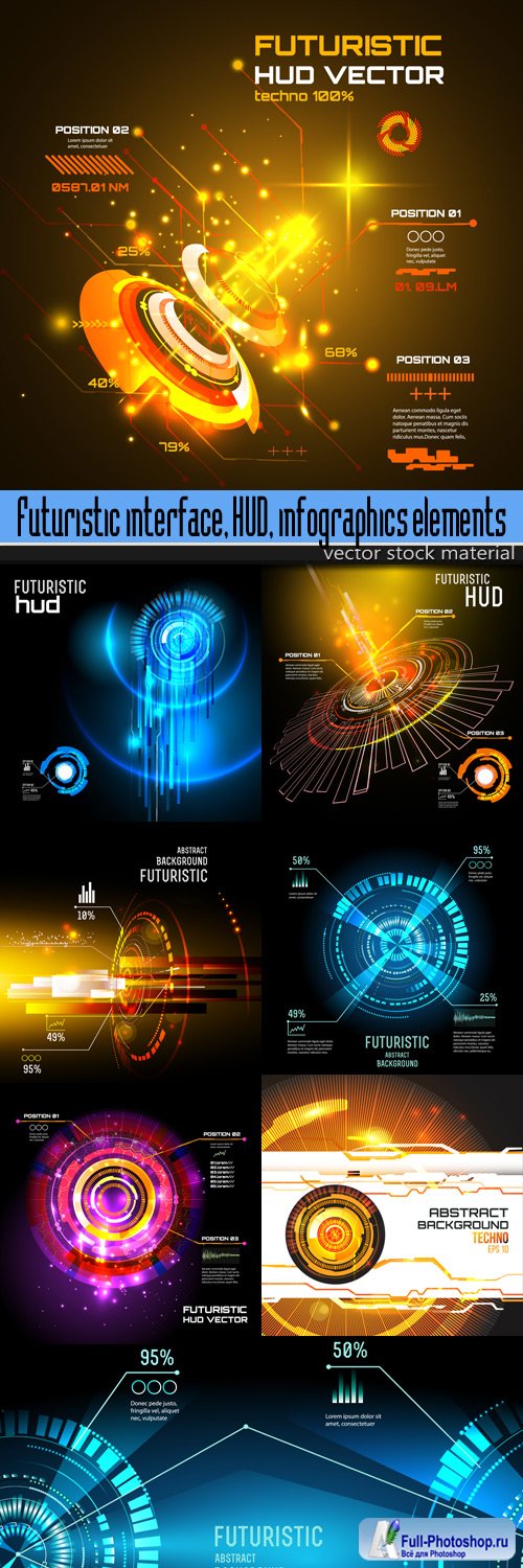 Futuristic interface, HUD, infographics elements