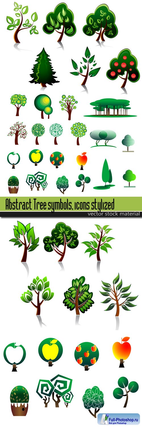 Abstract Tree symbols, icons stylized