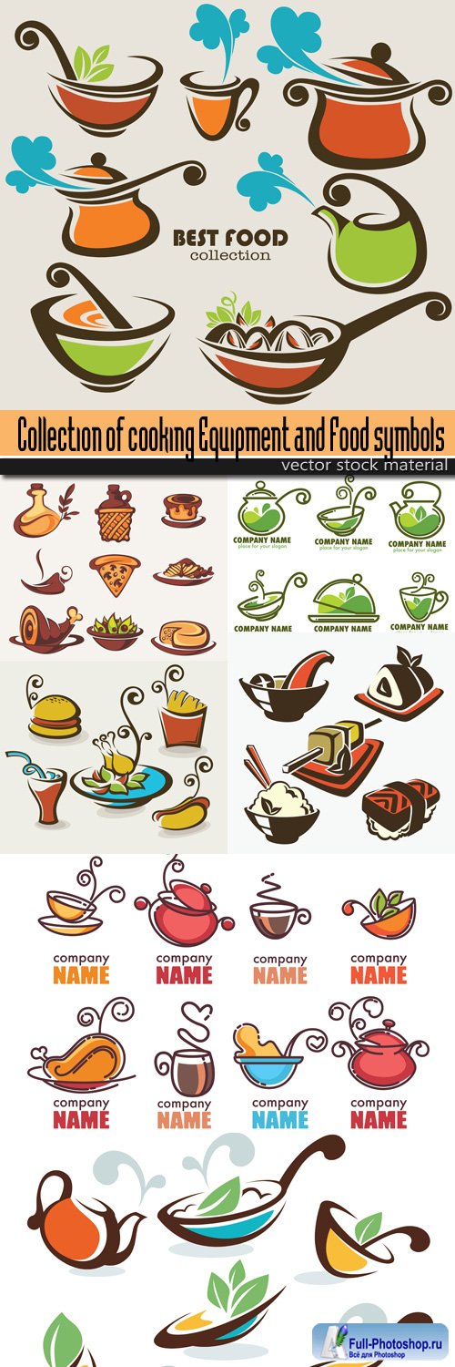 Collection of cooking Equipment and Food symbols