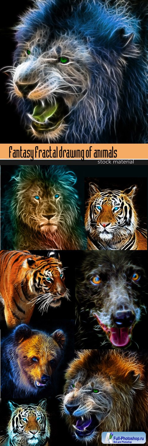 Fantasy Fractal drawing of animals